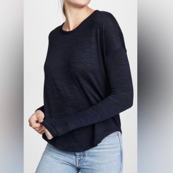 Rag & Bone Jean Hudson Long Sleeve Tee Heathered Navy Black Knit Small - Picture 5 of 9
